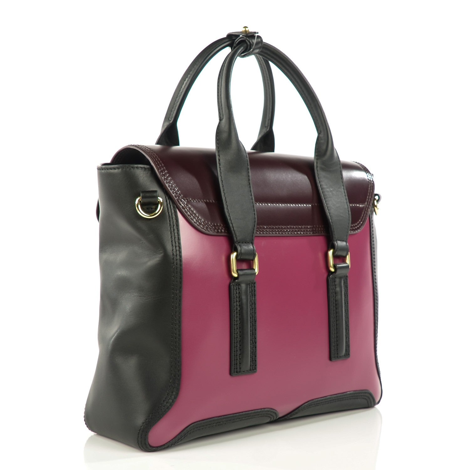 3.1 Phillip Lim 3.1 Smooth Calfskin Medium Pashli Satchel Berry Black 4 of 12