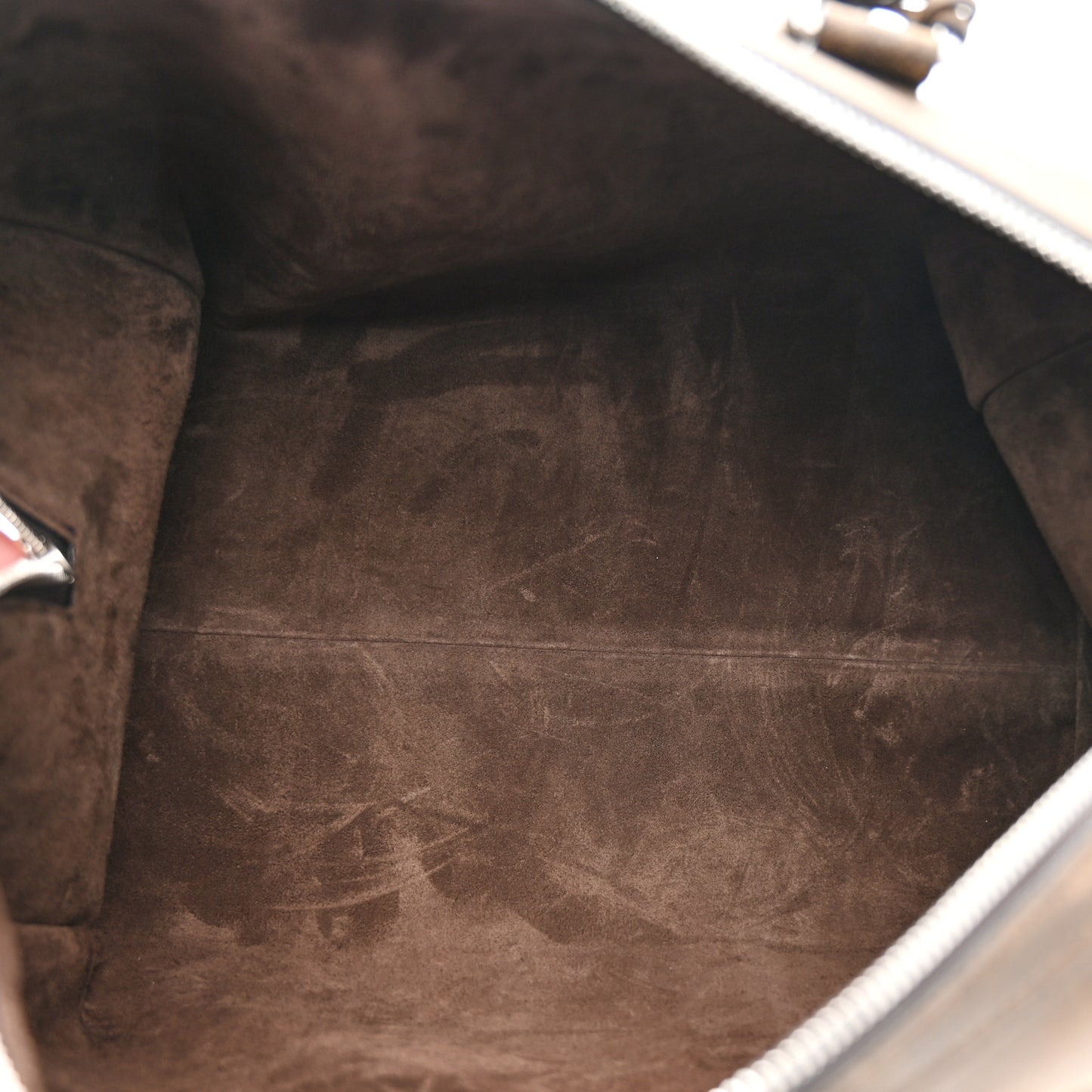 Waxed Suede Calfskin Large Boston Bag Brown