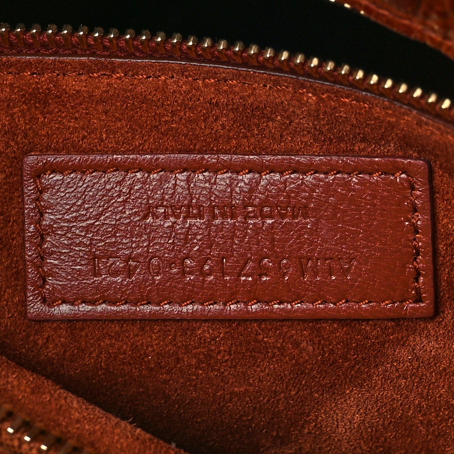 Saint Laurent Calfskin Crocodile Embossed Bucket Bag Vintage Brown 7 of 12