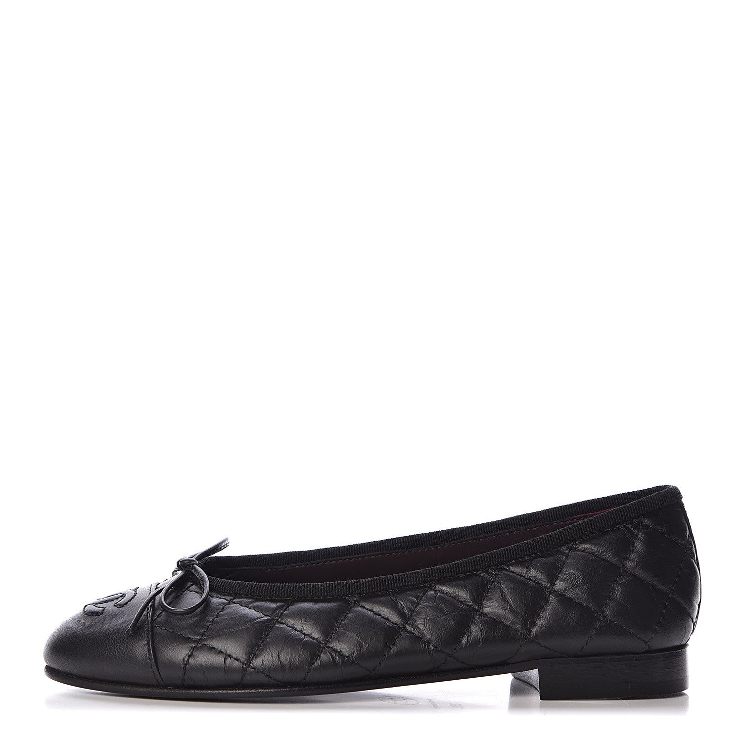 Chanel Aged Calfskin Quilted Cap Toe Ballerina Flats 35.5 Black 1 of 9