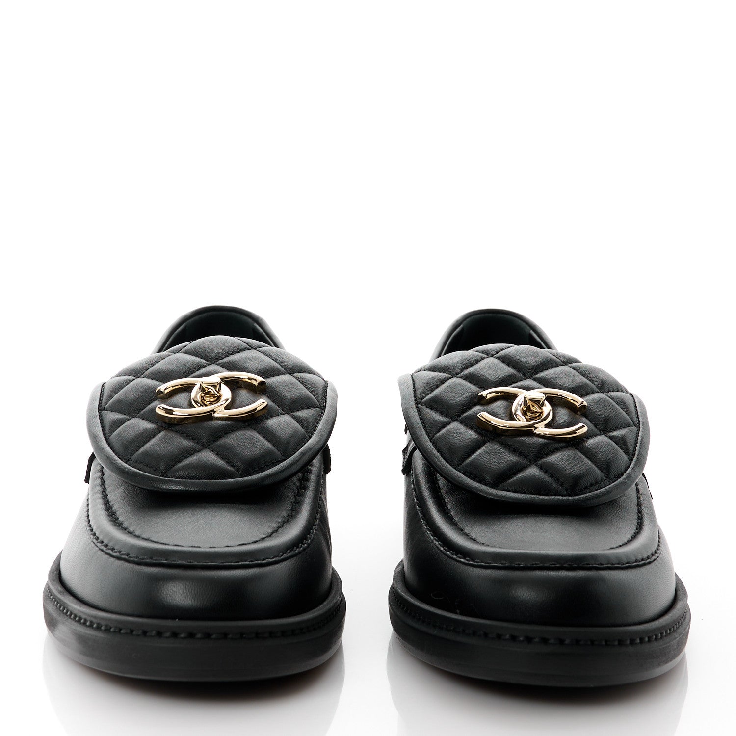 Chanel Lambskin Quilted CC Turnlock Loafers 38.5 Black 2 of 10