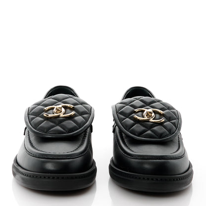 Chanel Lambskin Quilted CC Turnlock Loafers 38.5 Black 2 of 10