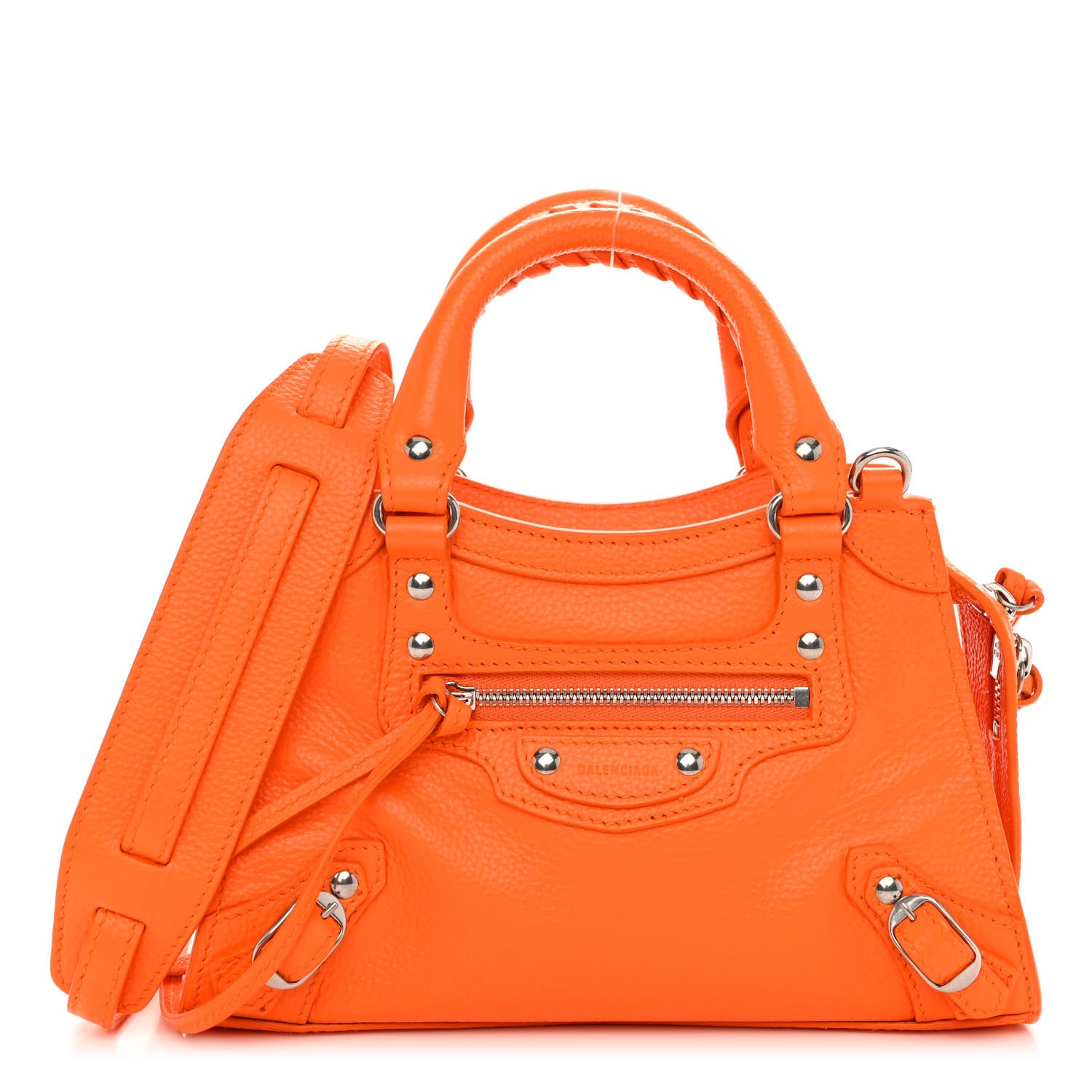 Balenciaga Grained Calfskin Neo Classic Silver Hardware Mini City Pop Orange 1 of 9