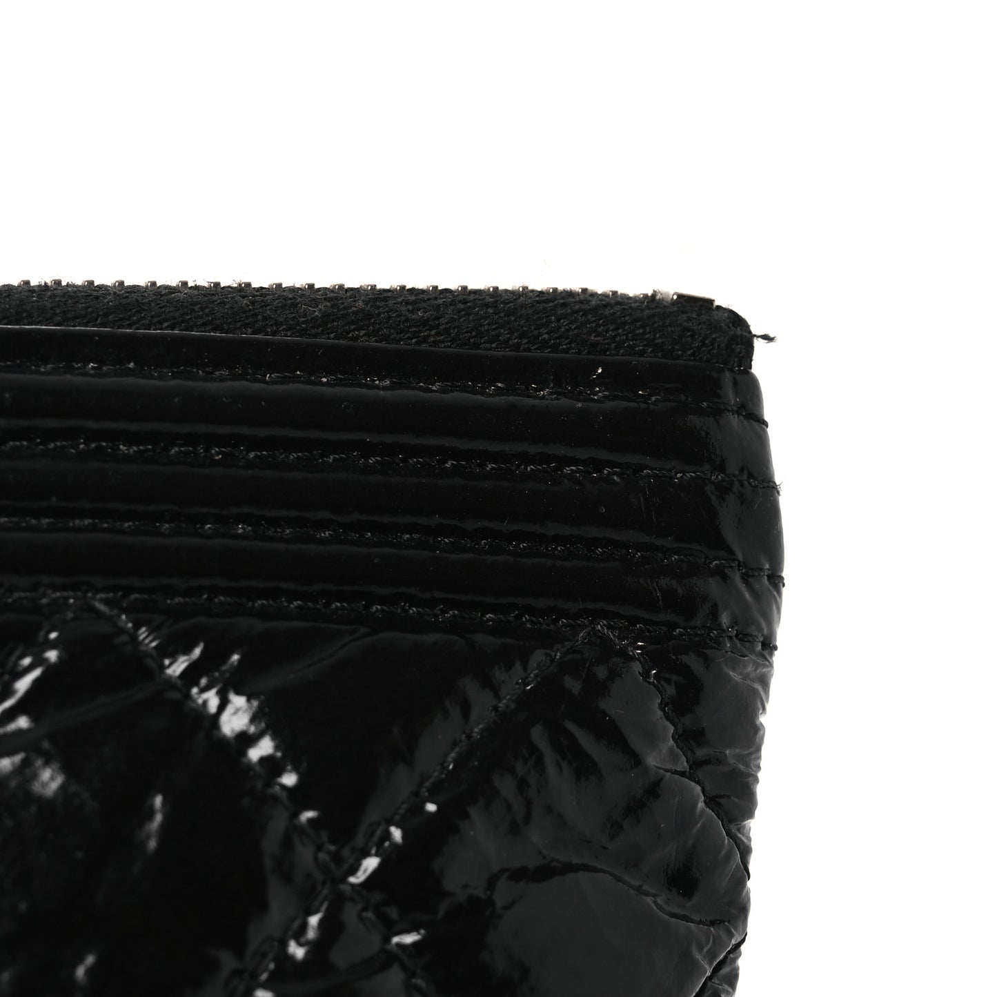 Patent Calfskin Quilted Medium Boy Cosmetic Case Black