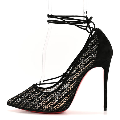 Christian Louboutin Rete Dentelle Chenette Peropik 100 Lace Up Pumps 37 Version Black 1 of 9