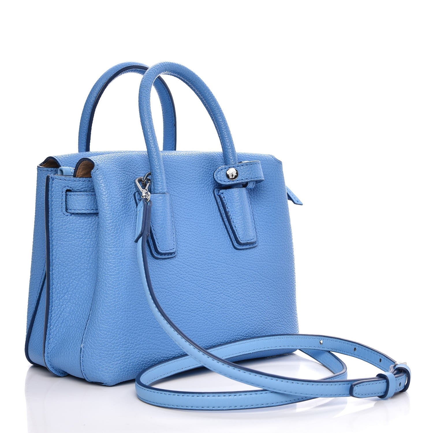 MCM Grained Calfskin Mini Milla Tote Mediterranean Blue 3 of 17