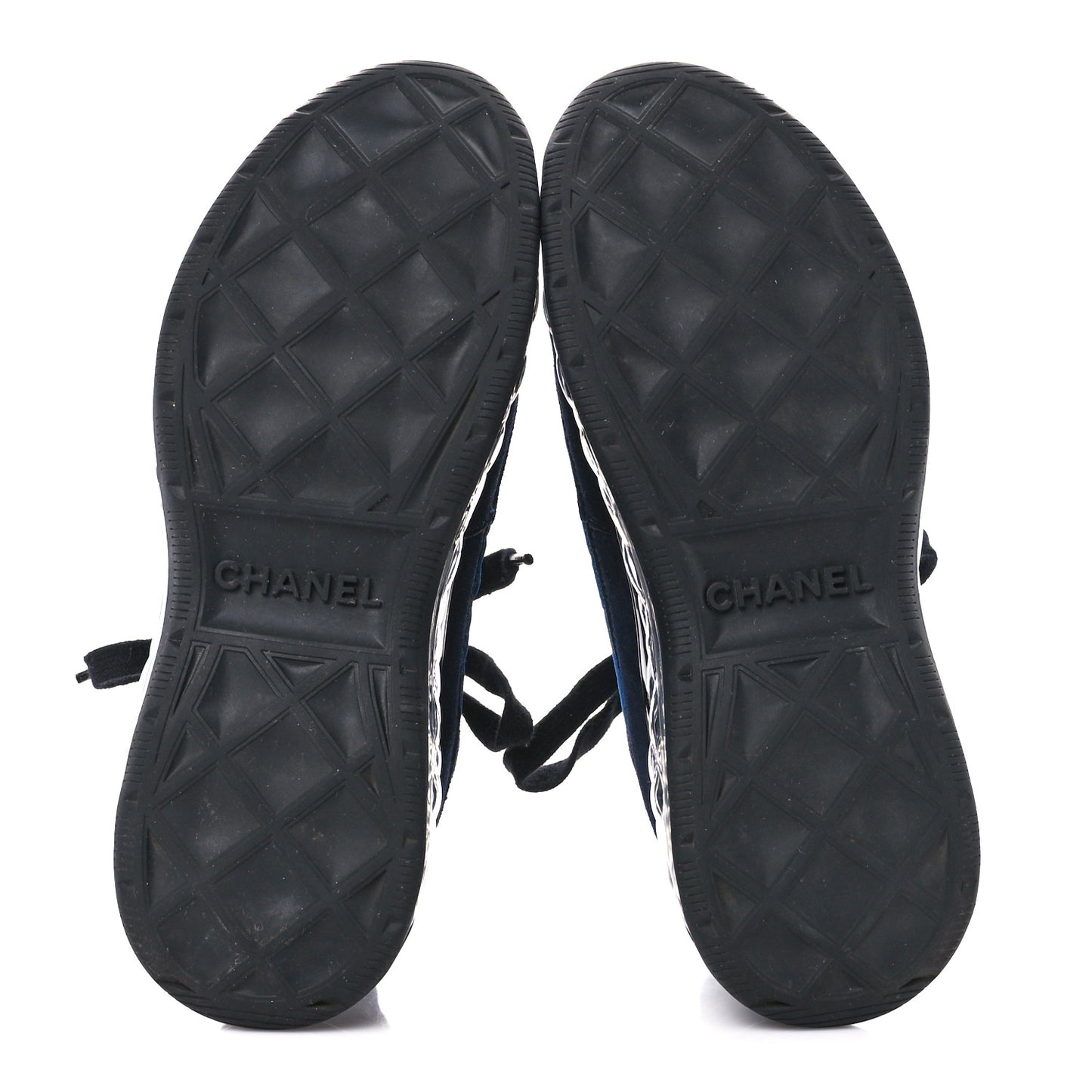 Suede Calfskin Velvet Grosgrain CC Sneakers 36 Navy Blue Black