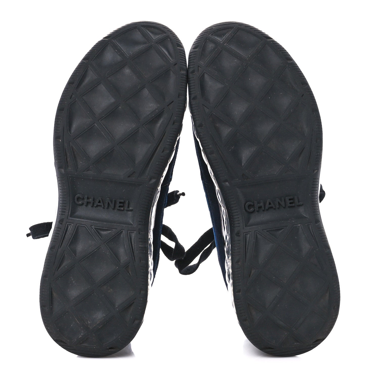 Chanel Suede Calfskin Velvet Grosgrain CC Sneakers 36 Navy Blue Black 5 of 8