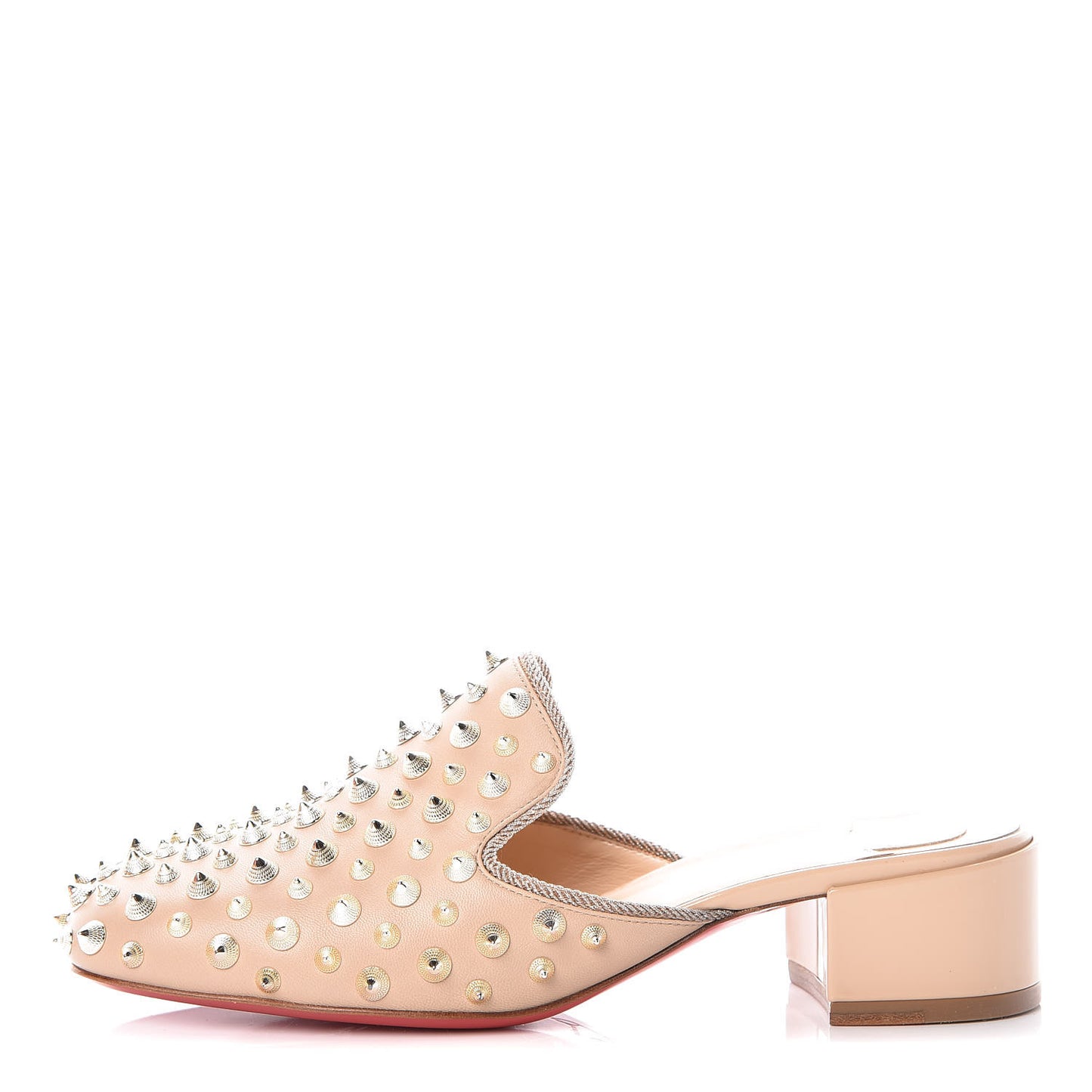 Shiny Nappa Spikes Mulaconka 35 Mules 36 Nude