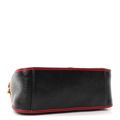 Gucci Vintage Effect Calfskin Matelasse Diagonal Mini Torchon GG Marmont Top Handle Shoulder Bag Black Romantic Cherry 4 of 10