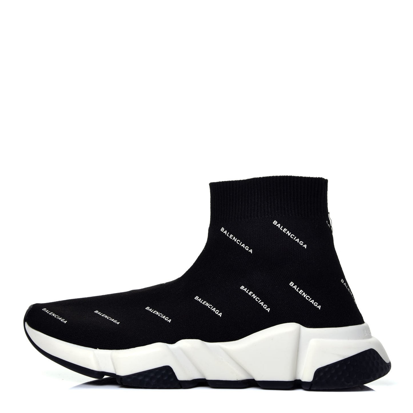 Neoprene Knit Allover Logo Bi-Color Sole Womens Speed Sneakers 36 Black White