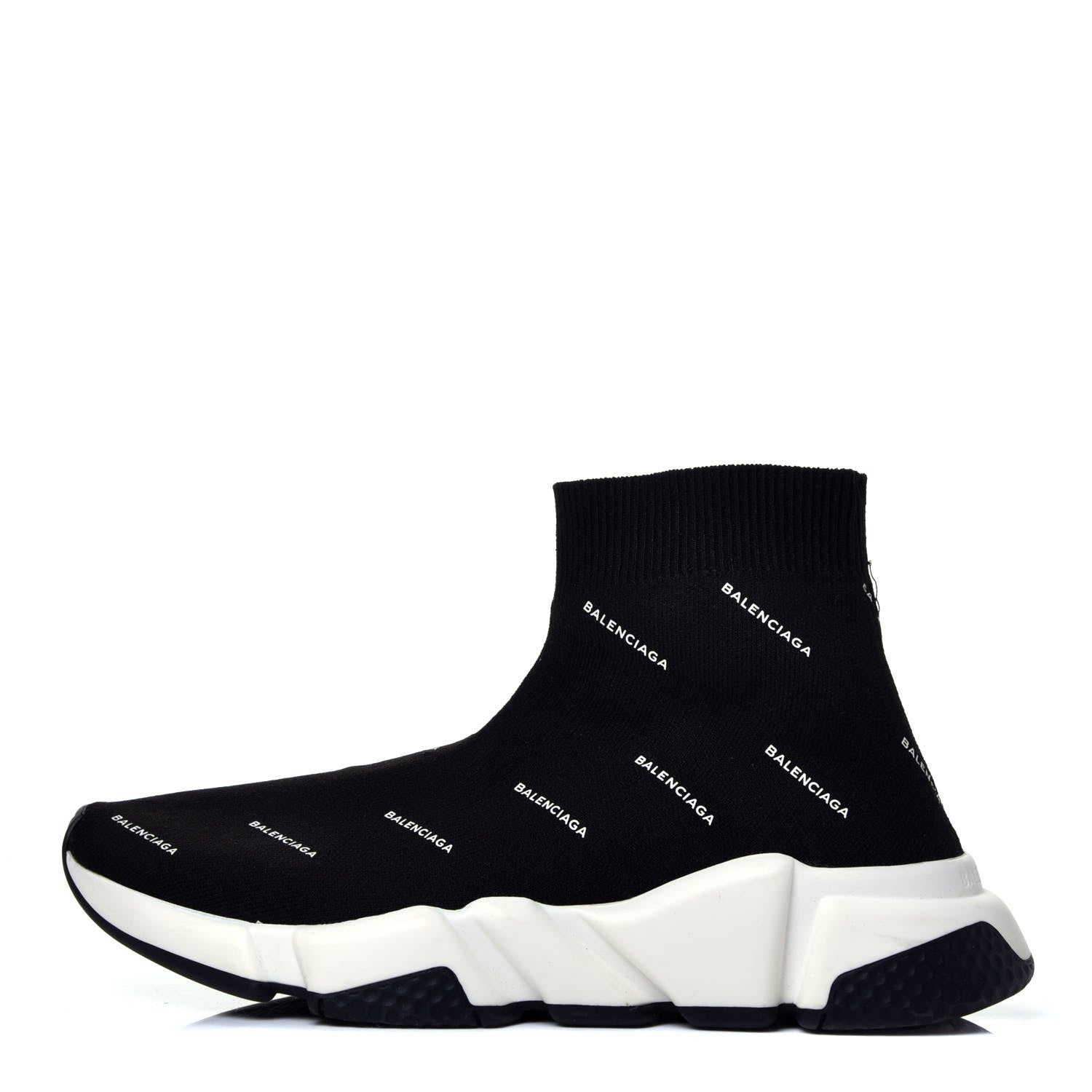 Balenciaga Neoprene Knit Allover Logo Bi-Color Sole Womens Speed Sneakers 36 Black White 1 of 8