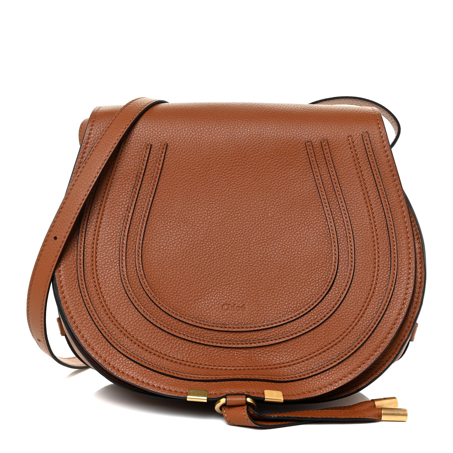 Chloe Calfskin Medium Marcie Round Crossbody Bag Tan 1 of 11