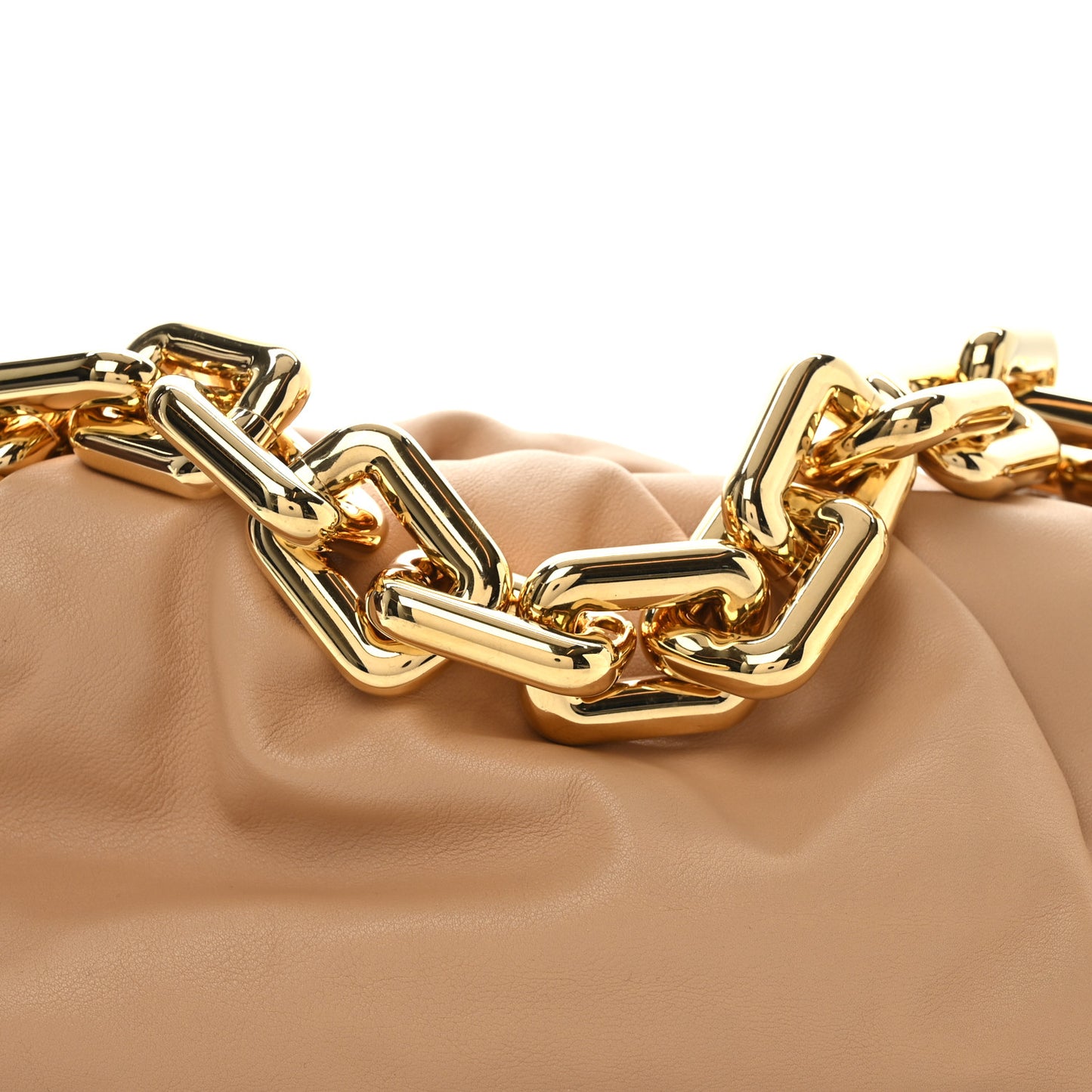 Calfskin Chain Pouch Almond