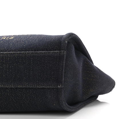 Chanel Lurex Canvas Small Deauville Tote Navy Blue Gold 10 of 10