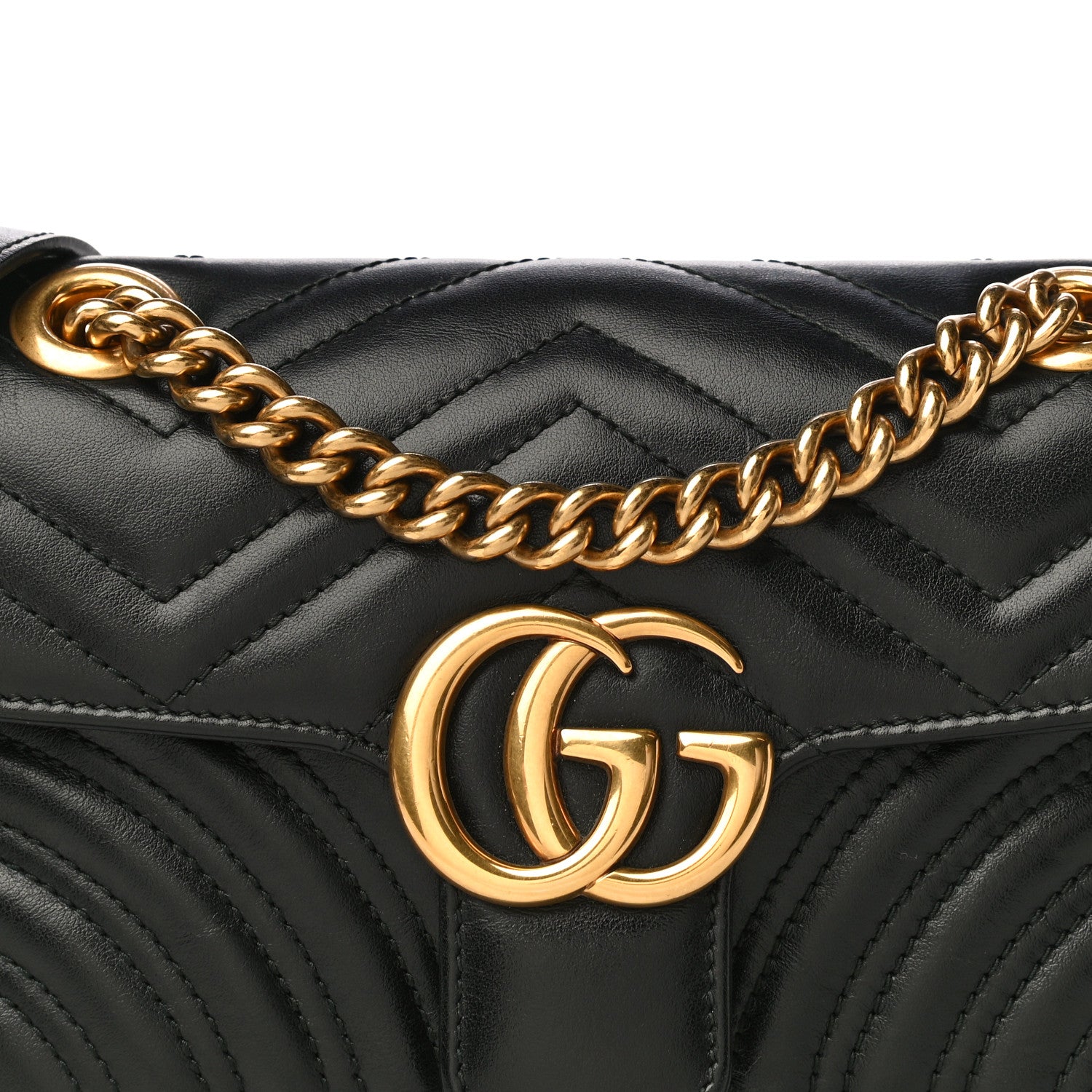 Gucci Calfskin Matelasse Mini GG Marmont Shoulder Bag Black 9 of 13