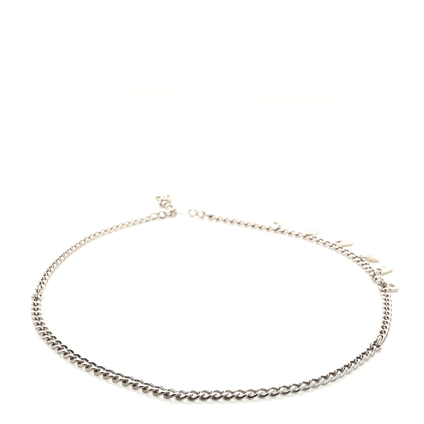 Metal CC Chain Logo Belt Silver