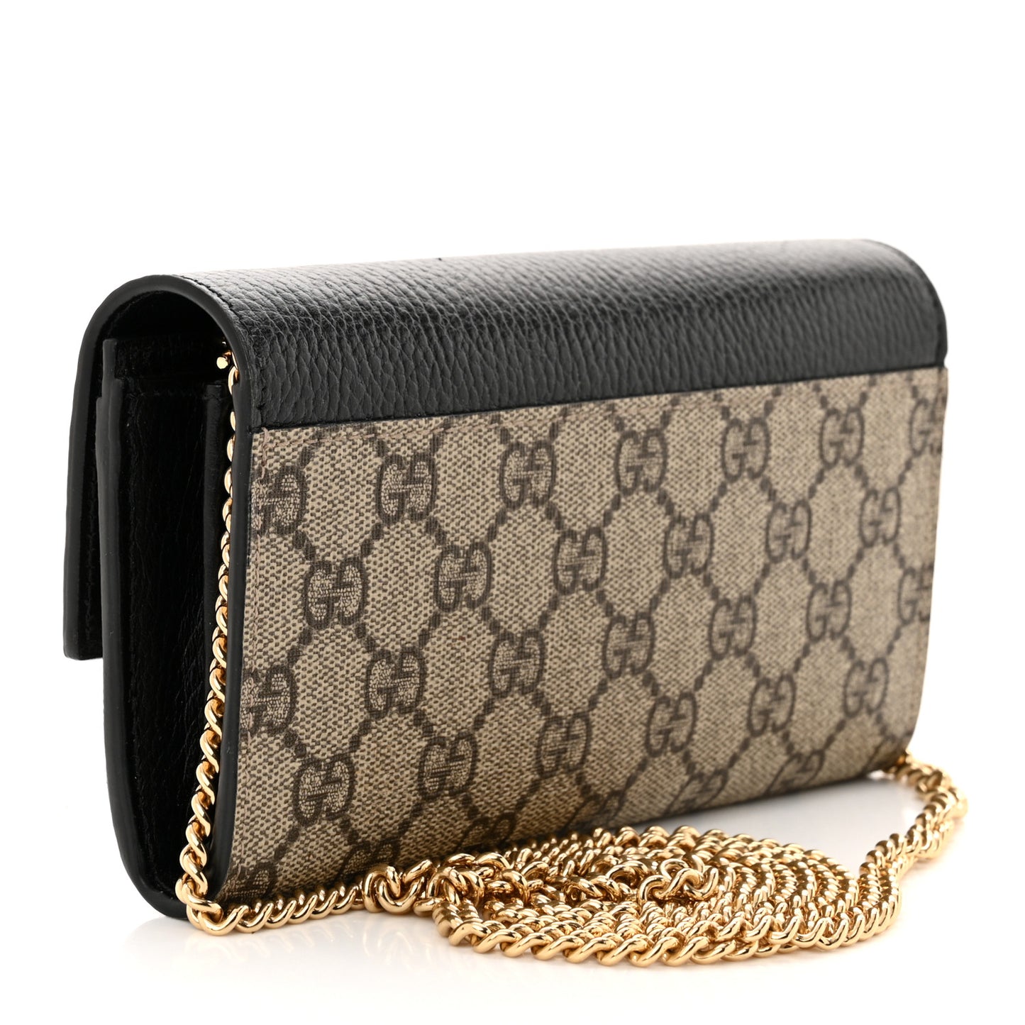 Dollar Calfskin GG Supreme Monogram Petite GG Marmont Wallet Chain Bag Black Beige Ebony