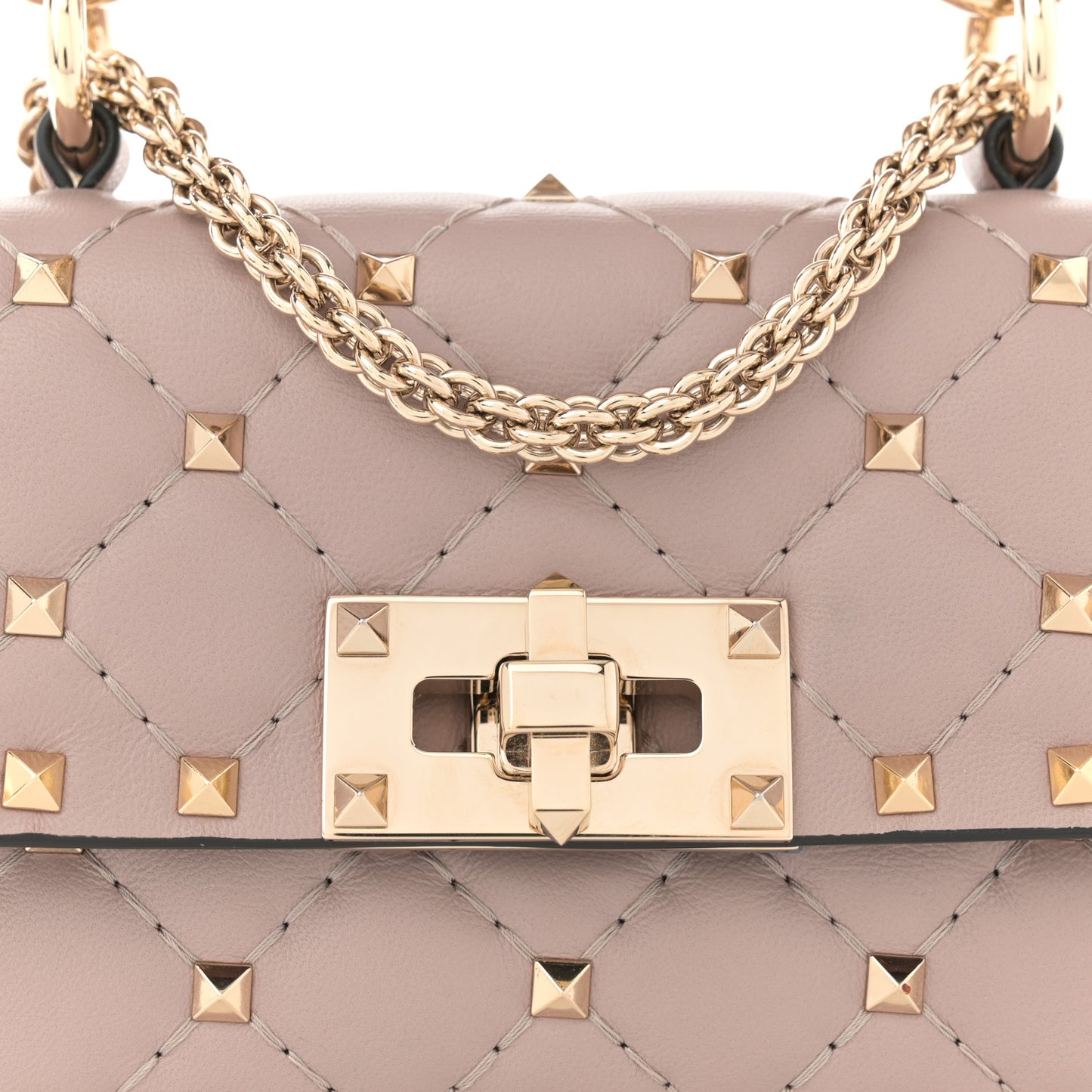 Nappa Micro Rockstud Spike Shoulder Bag Poudre