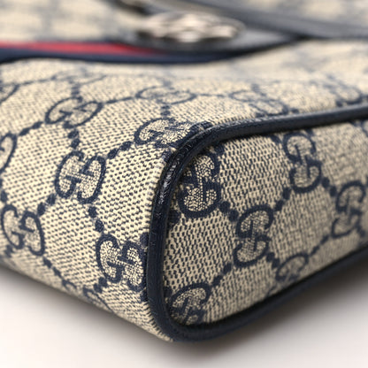 Gucci GG Supreme Monogram Textured Dollar Calfskin Web Small Ophidia Messenger Bag Beige Blue 8 of 9