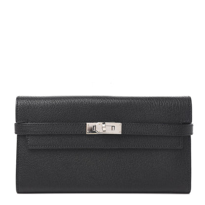Hermes Chevre Mysore Kelly Longue Wallet Black 1 of 5