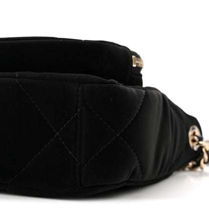 Chanel Velvet Effect Nylon Shiny Crumpled Calfskin Mini Quilted Chanel 25 Clutch With Chain Black 11 of 14