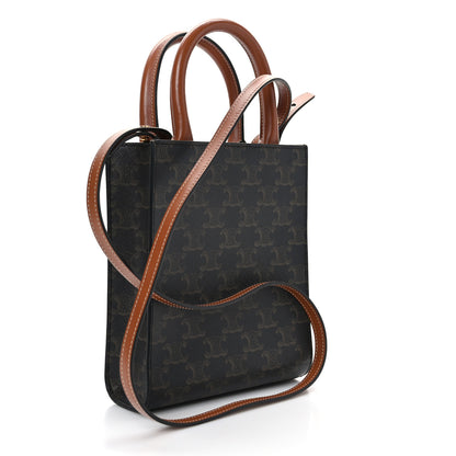 Celine Triomphe Canvas Calfskin Mini Vertical Cabas Tan 3 of 7