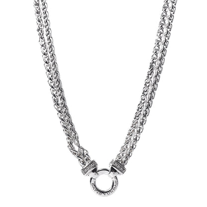 David Yurman Sterling Silver Diamond 18mm Double Wheat Chain Necklace 1 of 5
