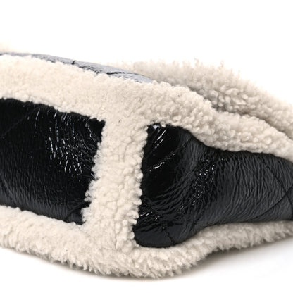 Chanel Crumpled Calfskin Shearling Sheepskin Quilted Medium Chanel 19 Flap Black 9 of 9