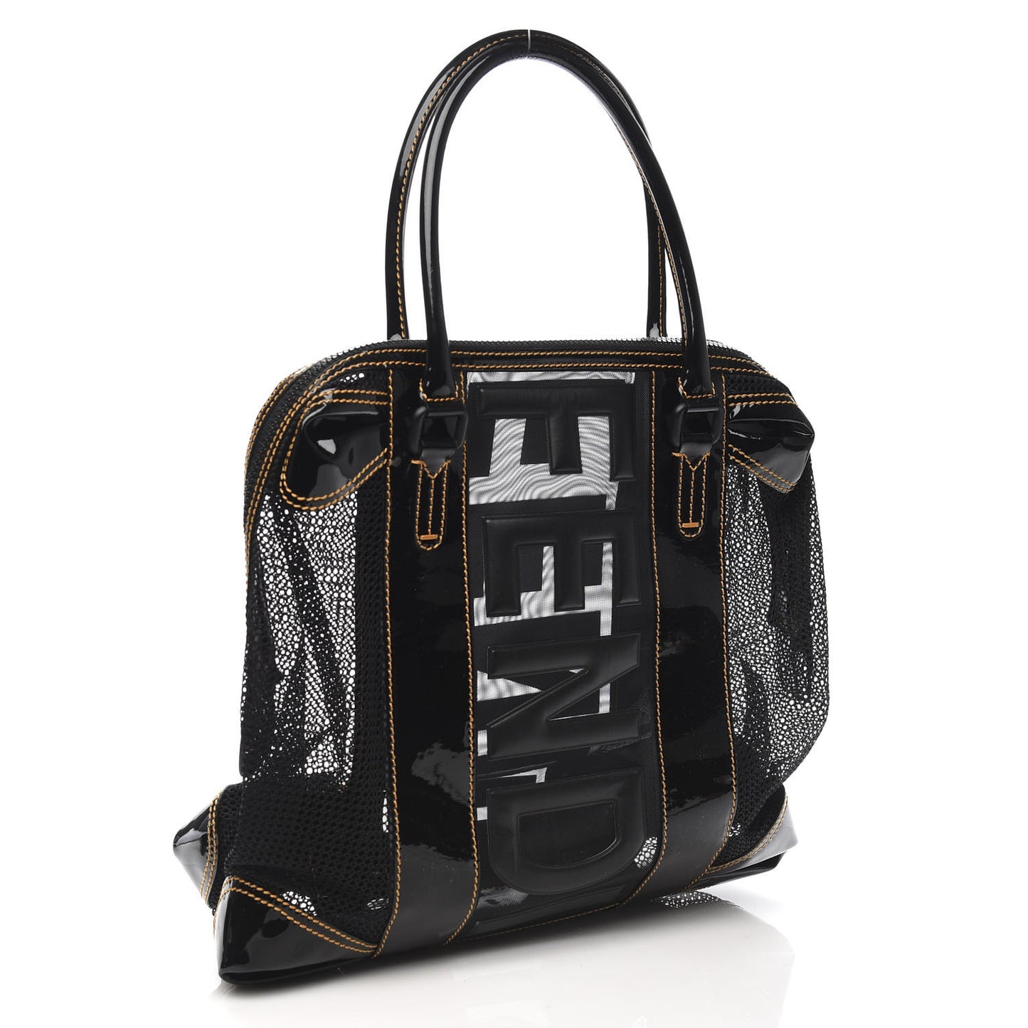 Patent Mesh Large B Mix Tote Black