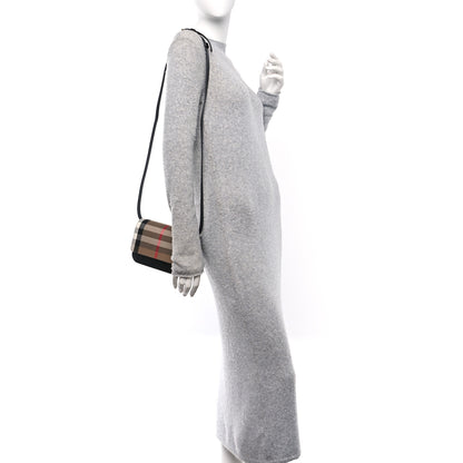 Burberry Grained Calfskin House Check Small Madison Shoulder Bag Black 2 of 10