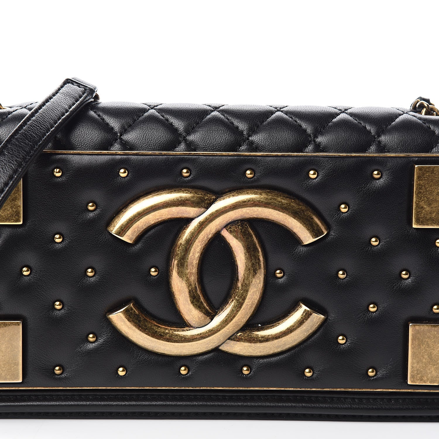 Chanel Lambskin Quilted Horizontal Boy Brick Studded Flap Black 10 of 11
