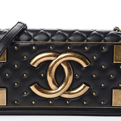 Chanel Lambskin Quilted Horizontal Boy Brick Studded Flap Black 10 of 11