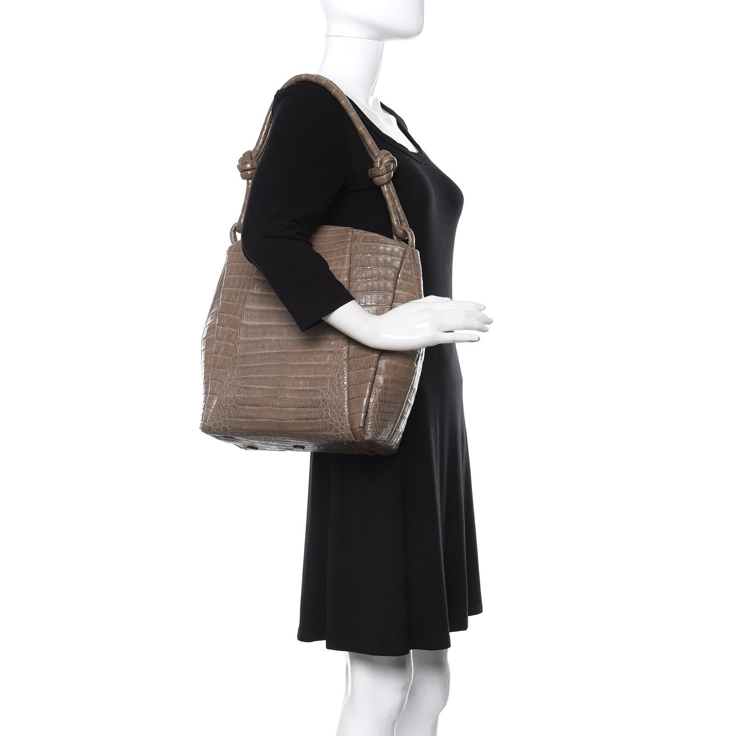 Nancy Gonzalez Crocodile Shoulder Bag Taupe 2 of 11
