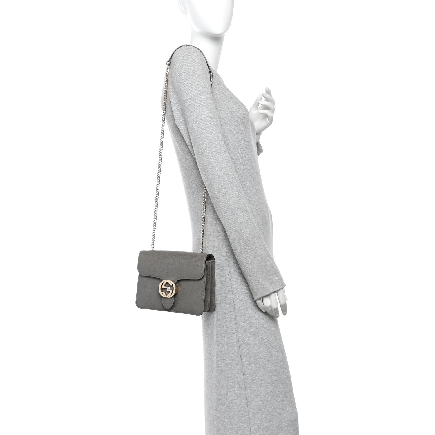Gucci Dollar Calfskin Small Interlocking G Shoulder Bag Loess 2 of 11