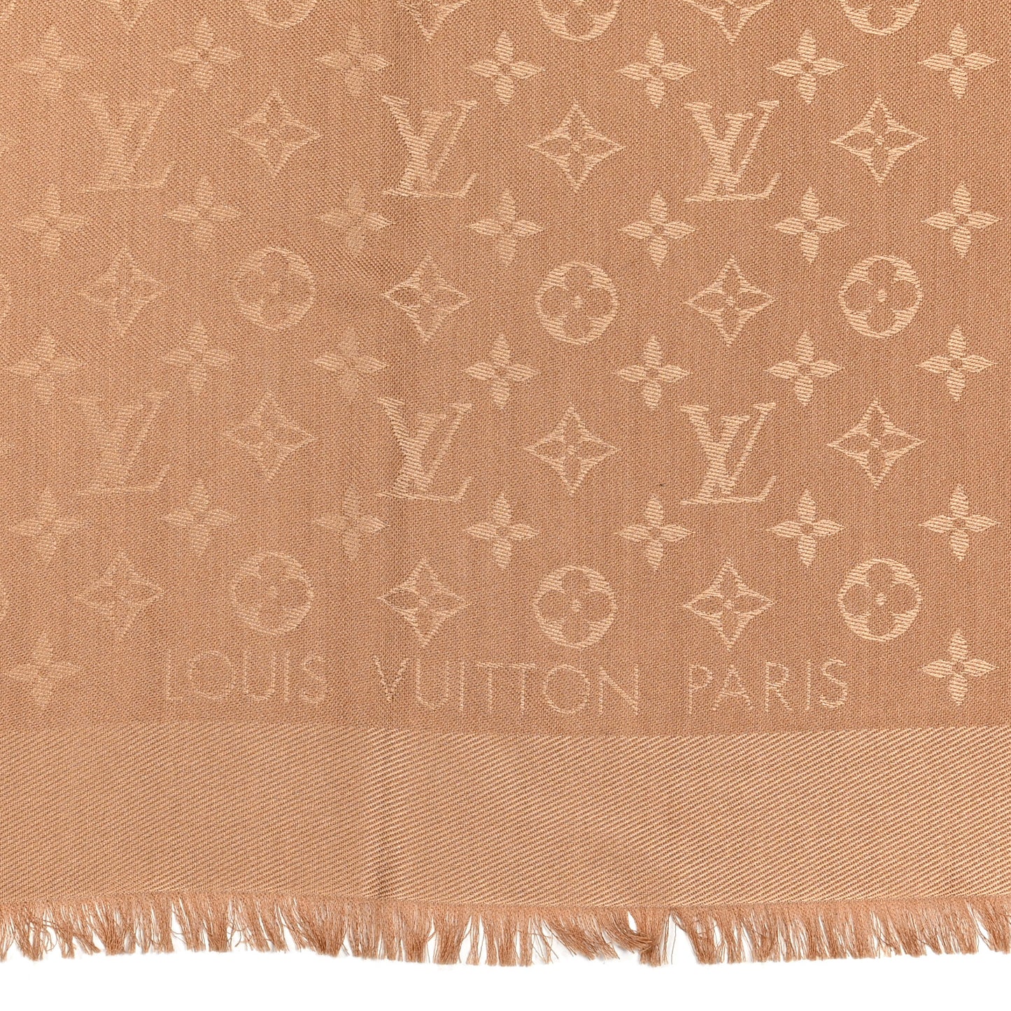 Silk Wool Monogram Shawl Cappuccino