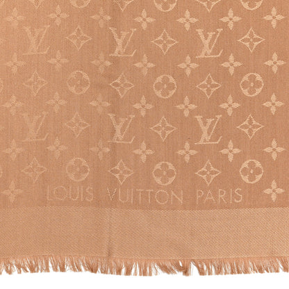 Louis Vuitton Silk Wool Monogram Shawl Cappuccino 2 of 3