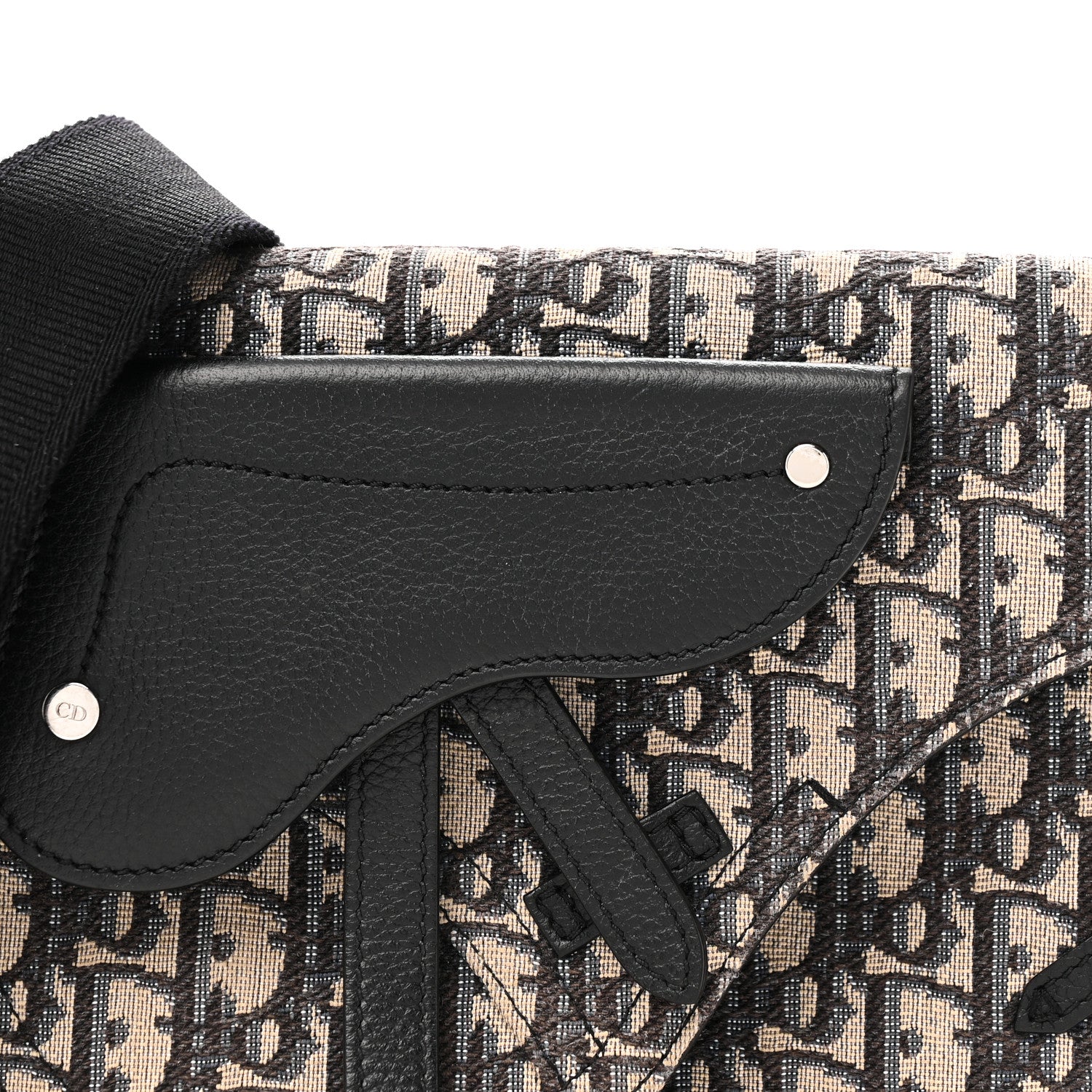 Christian Dior Oblique Saddle Messenger Pouch Beige Black 8 of 11
