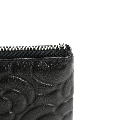 Chanel Goatskin Camellia Embossed Cosmetic Pouch Anthracite 9 of 12
