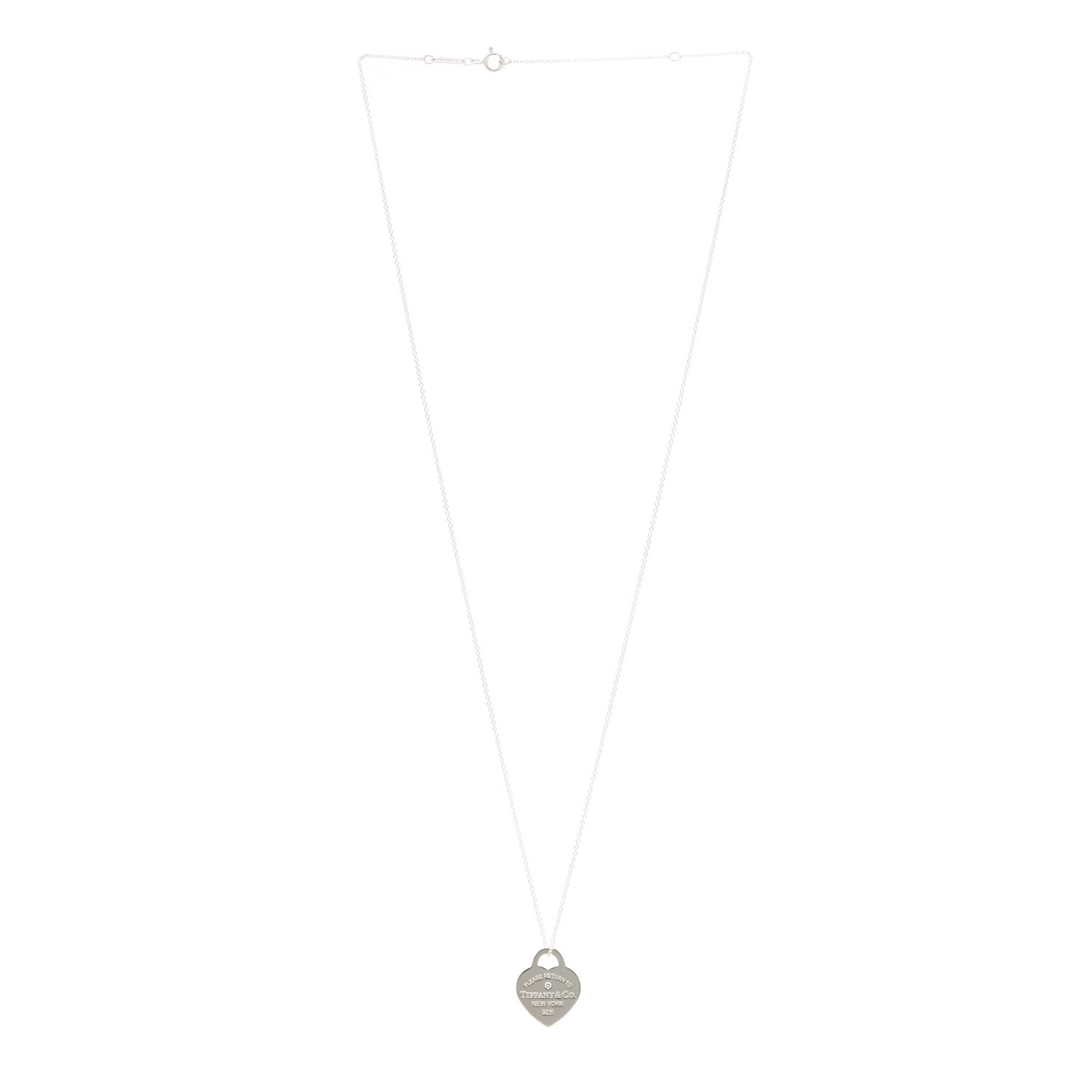Sterling Silver Diamond Small Return to Tiffany Heart Pendant Necklace