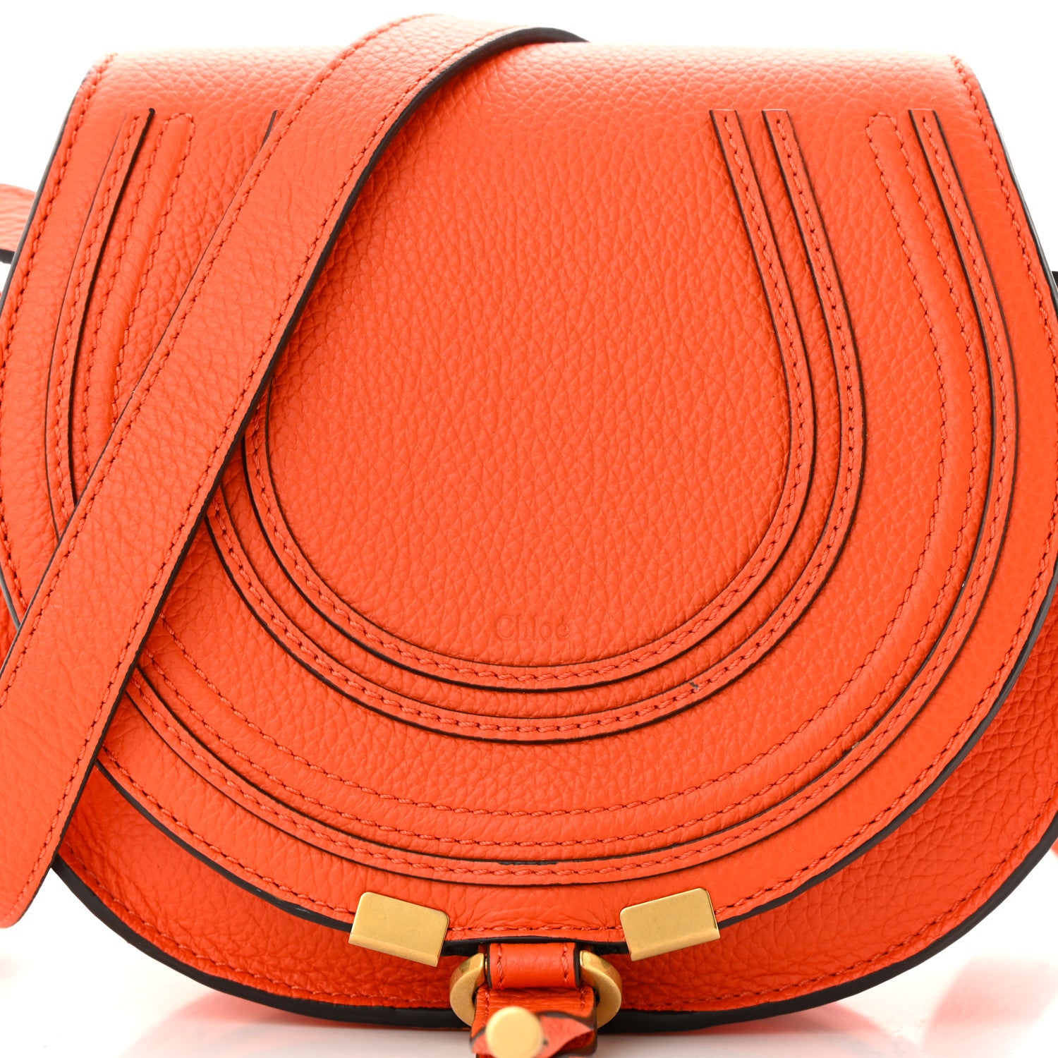Chloe Grained Calfskin Small Marcie Saddle Bag Rusted Orange 8 of 11