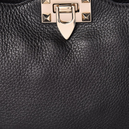 Valentino Garavani Pebbled Calfskin Mini Rockstud Flip-Lock Messenger Bag Black 7 of 9