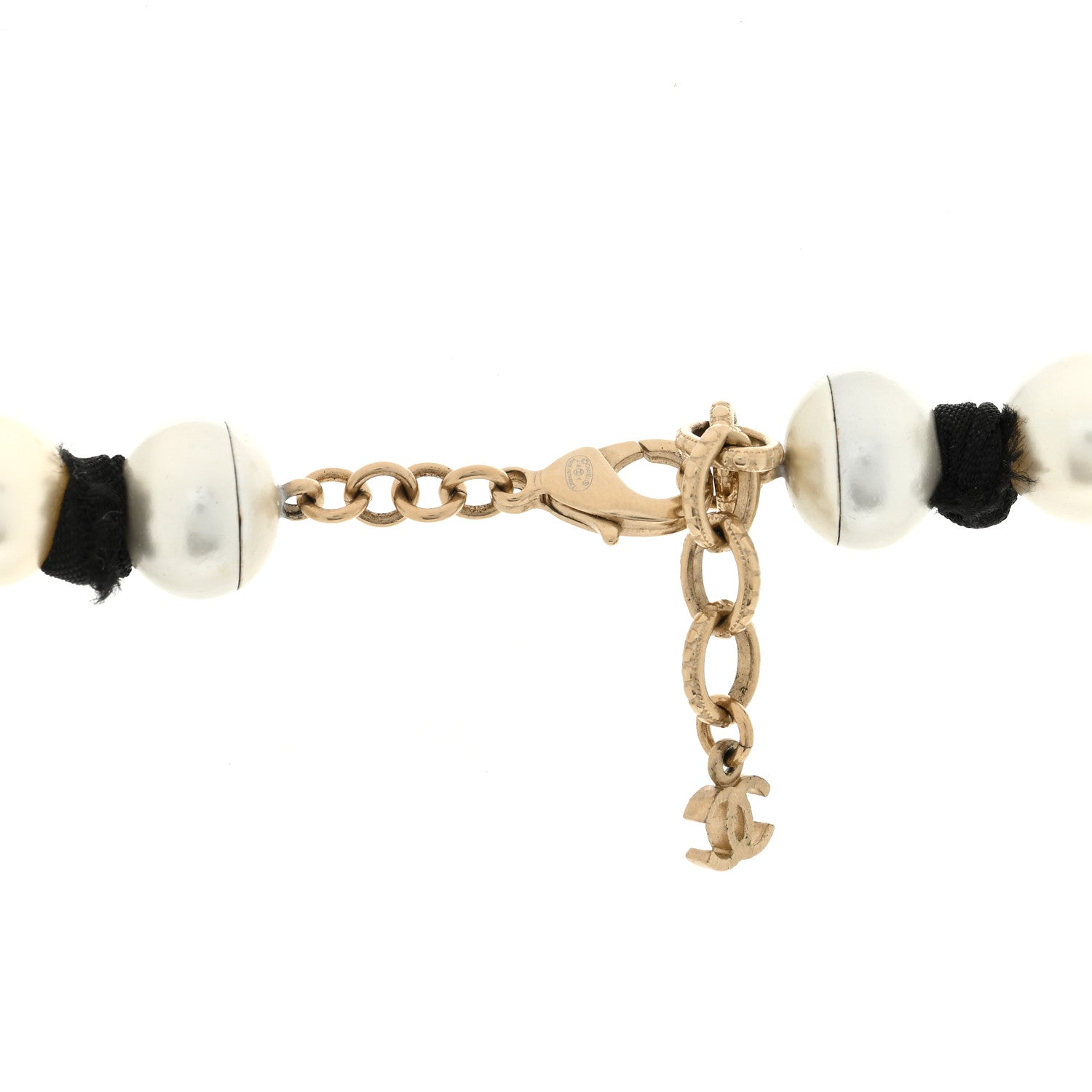 Chanel Pearl Grosgrain CC Long Necklace Gold 4 of 4