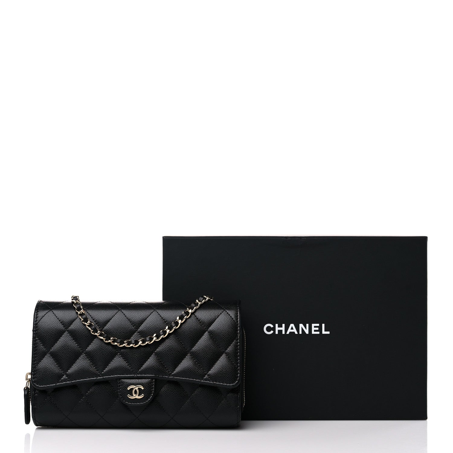 Chanel Caviar Quilted Phone Holder Wallet on Removable Chain Black 14 of 14