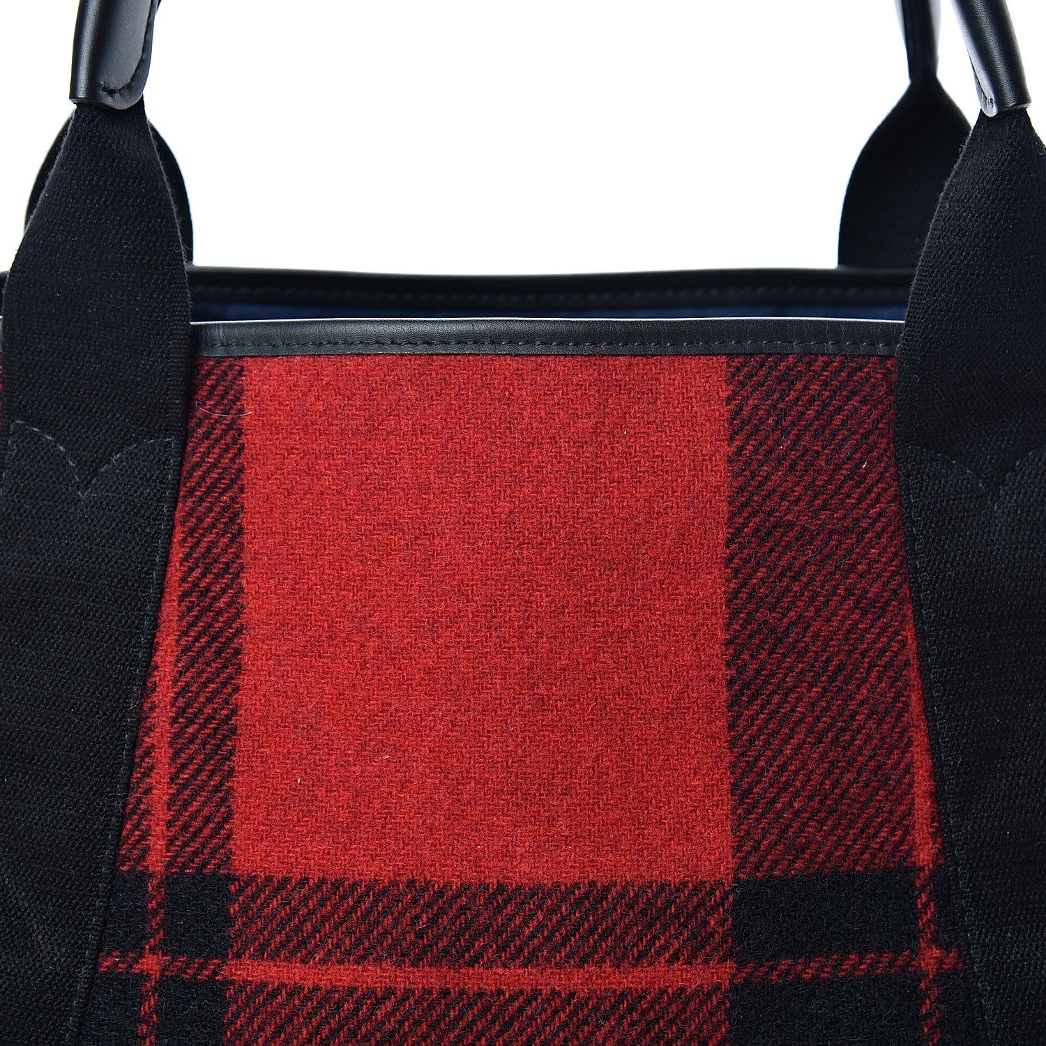 Balenciaga Wool Plaid S Navy Cabas Black Red 8 of 10