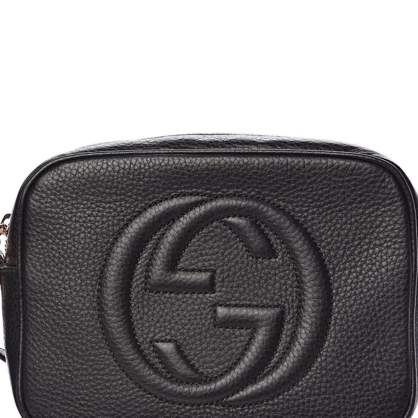Pebbled Calfskin Small Soho Disco Bag Black