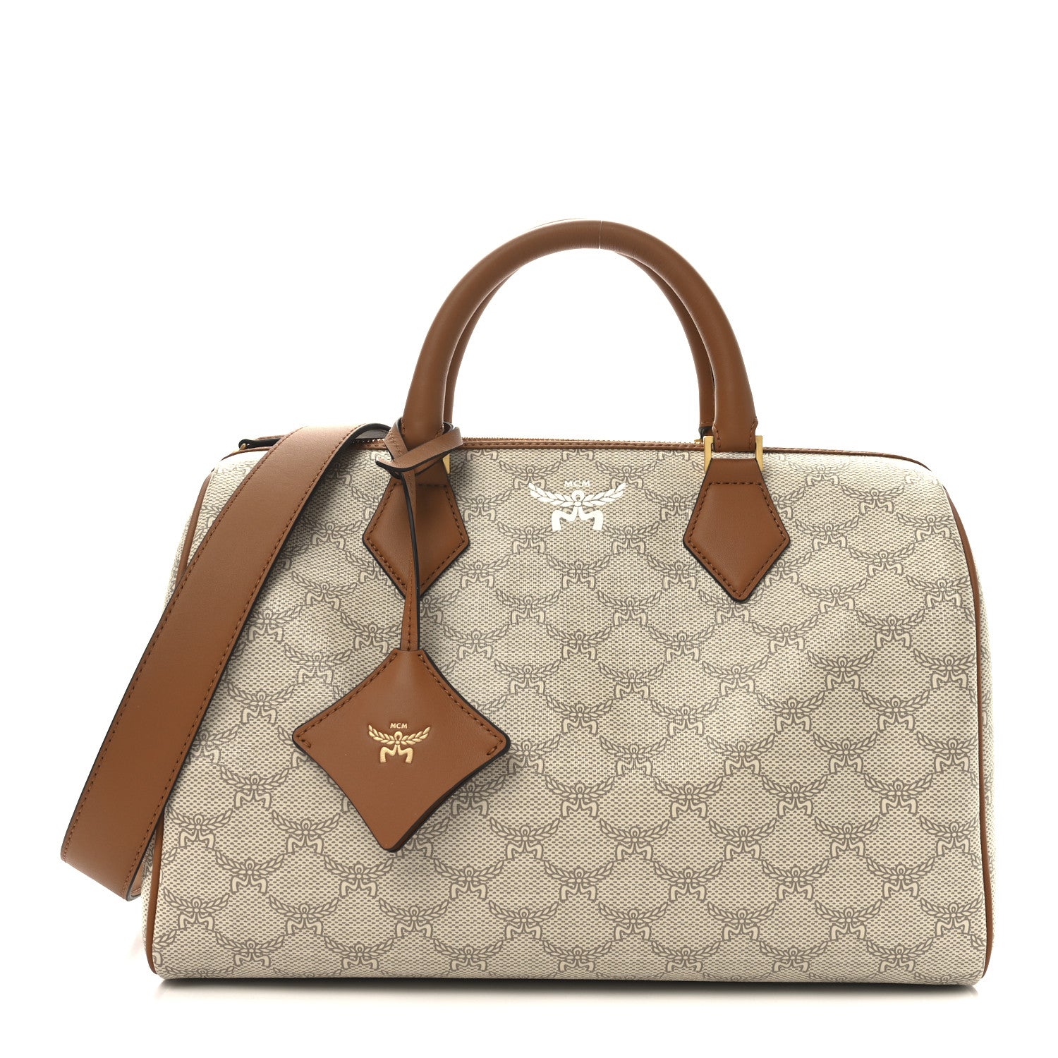MCM Lauretos Nappa Medium Ella Boston Bag Oatmeal 1 of 9