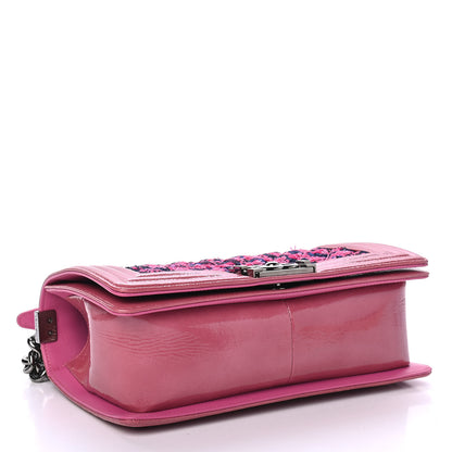 Chanel Patent Tweed Medium Boy Flap Fuchsia 3 of 4