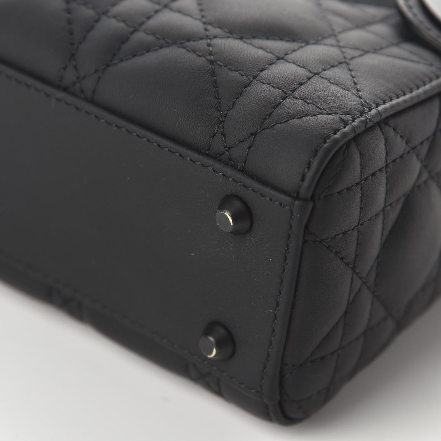 Ultra Matte Calfskin Cannage Mini Lady Dior Black