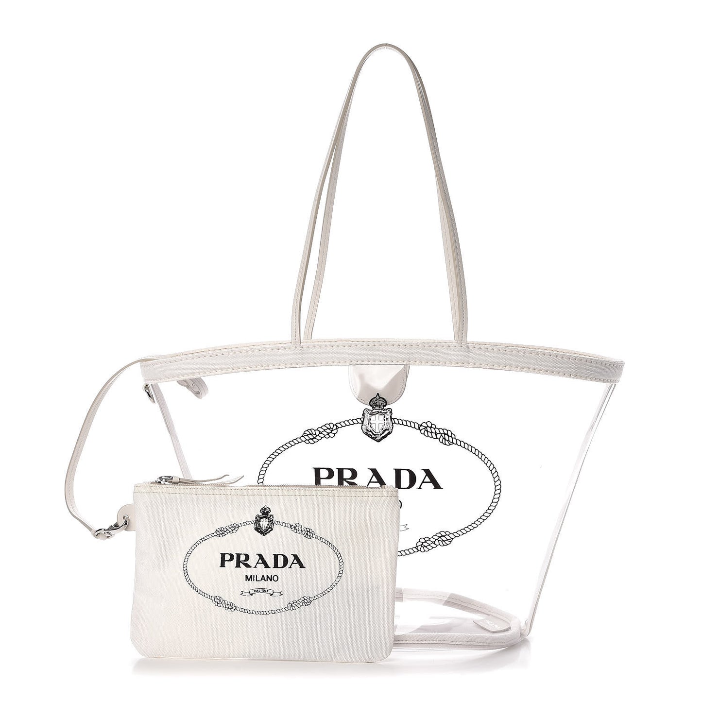Plexiglass Calfskin Small Shopper Tote White